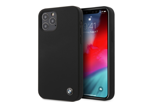 BMW iPhone 12-12Pro skal - Metal Logo - Svart