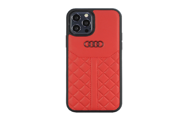 Audi iPhone 12 Pro Max skal - Äkta Läder - Röd