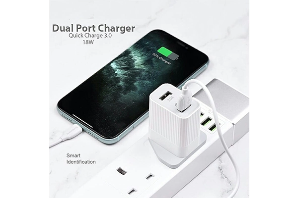 DigitPlus Väggladdare med dubbla USB-portar - Vit