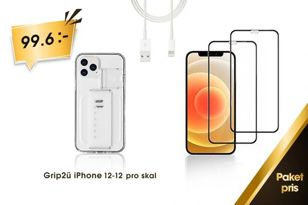 Grip2ü iPhone 12-12 pro skal &Skärmskydd &USB kabel