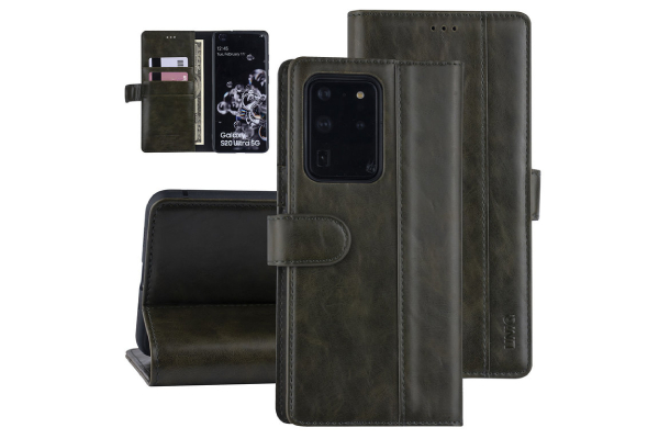  PU-läder Samsung Galaxy Note 20 Ultra fodral - Mörkgrön 