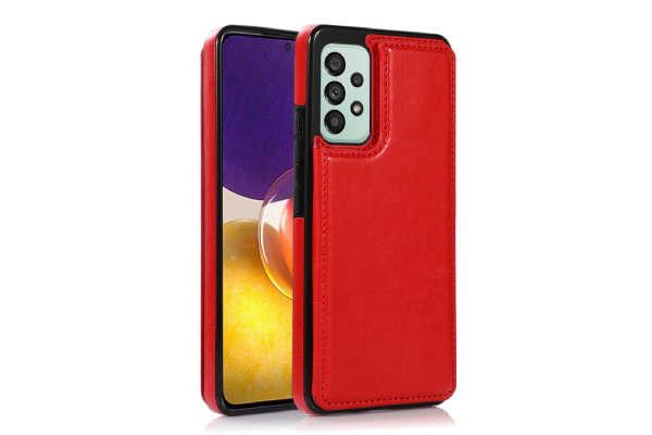 Fodral Plånbok Läder För Galaxy A33 5G - Röd