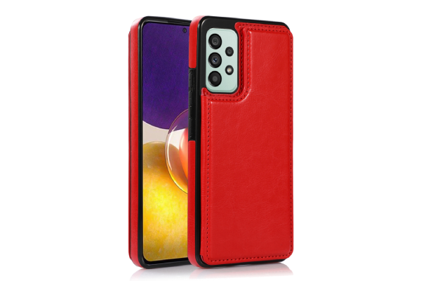 Fodral Plånbok Läder För Galaxy A53 5G - Röd